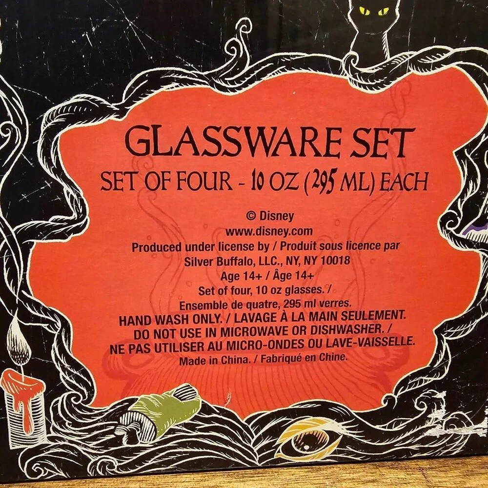 NWT Disney Hocus Pocus Sanderson Sisters Glassware Set Set of 4 Halloween Party